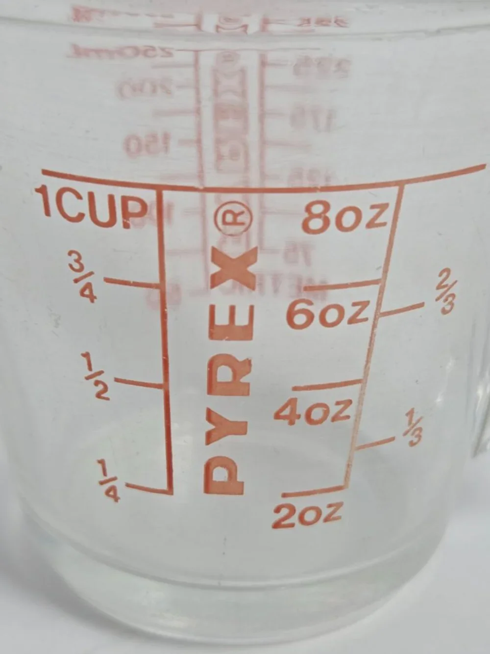 Vintage Pyrex Glass Liquid 1 Cup Measuring Cup Red Lettering 